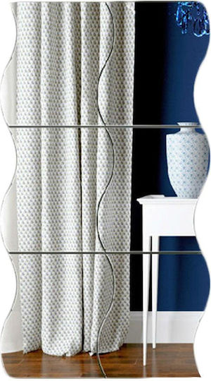 6er Set Spiegel Wellen Selbstklebende Dekorative Sticker für Bad, Wohnzimmer und Küche - Premium Deosebit Muster 19 X 17cm, Original Deals
