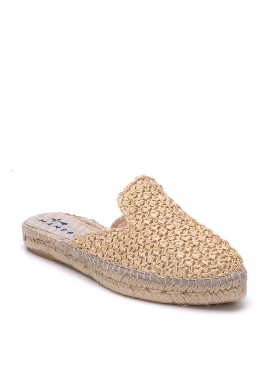 Manebi Mules mit Wohnung Absatz in Beige Farbe