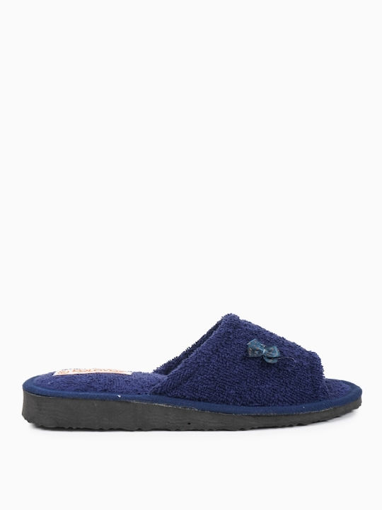 19326 Terry Winter Women's Slippers in Navy Blue color