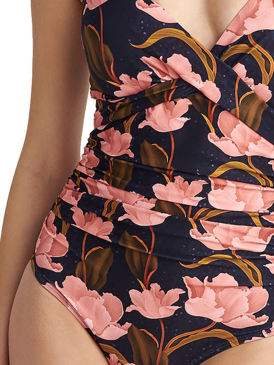 Ολόσωμο Μαγιό με Ελαφριά Ενίσχυση Floral Pink