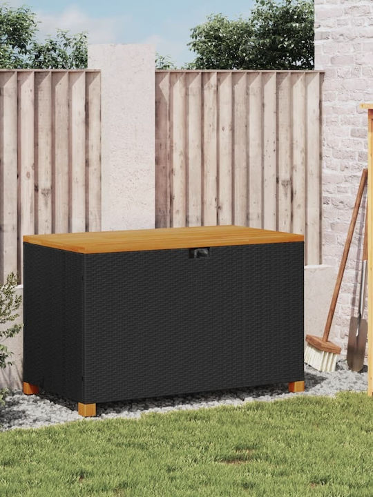 vidaXL Außenlagerbox Rattan Schwarz L110xB55xH63cm