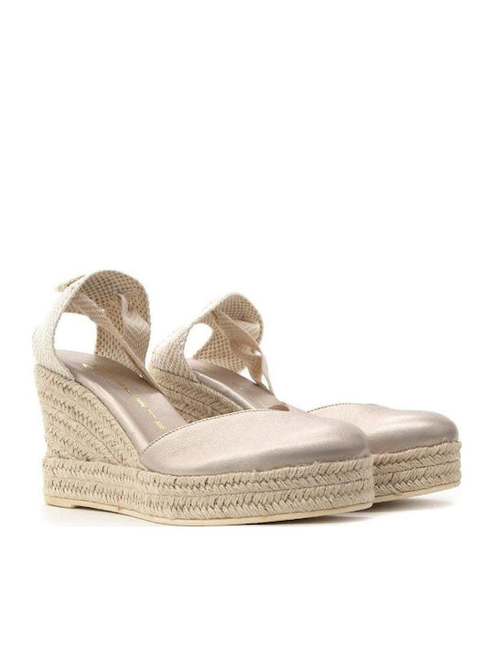 Women's Leather Platform Espadrilles Gold
