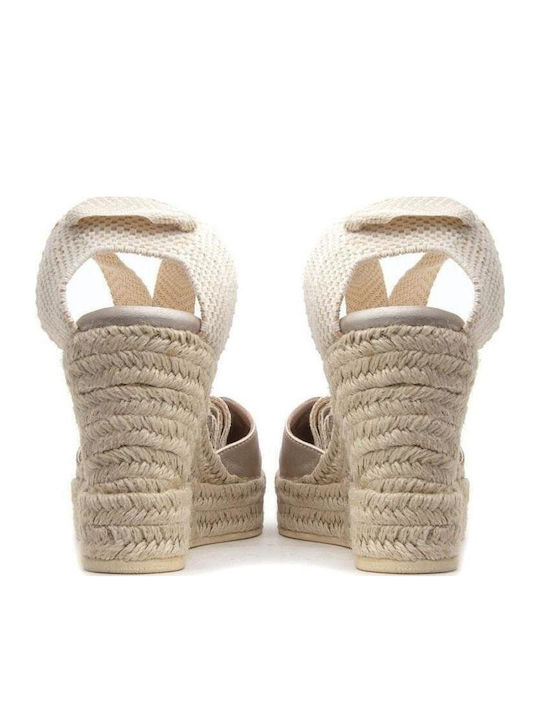 Women's Leather Platform Espadrilles Gold