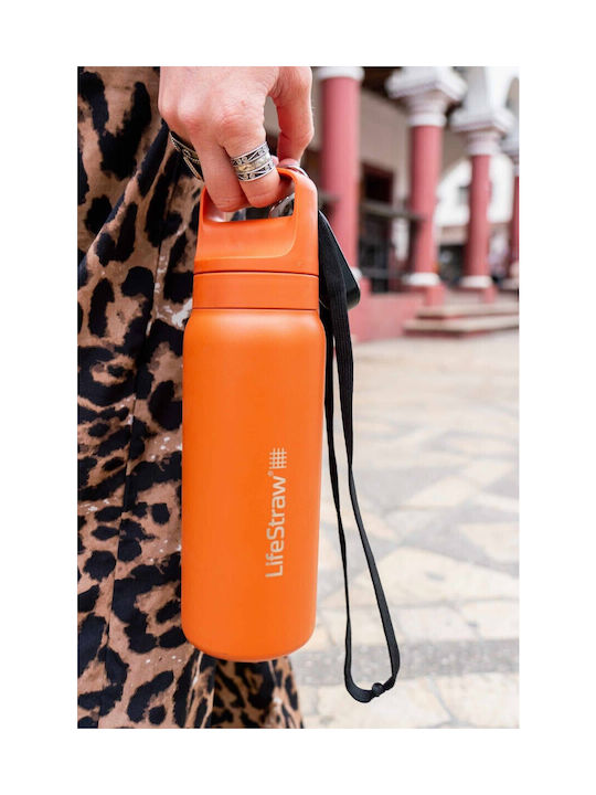 Lifestraw Wasserflasche Rostfreier Stahl mit Filter 650ml Orange