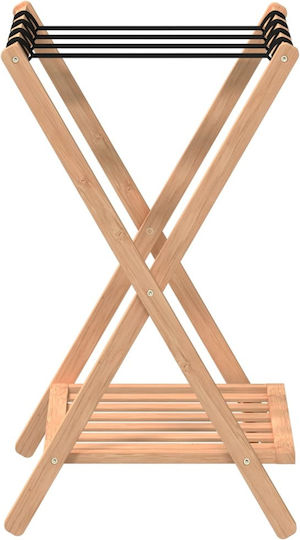 vidaXL Wooden Foldable Hotel Luggage Rack Brown With Dimensions 68x38xH58cm Foldable
