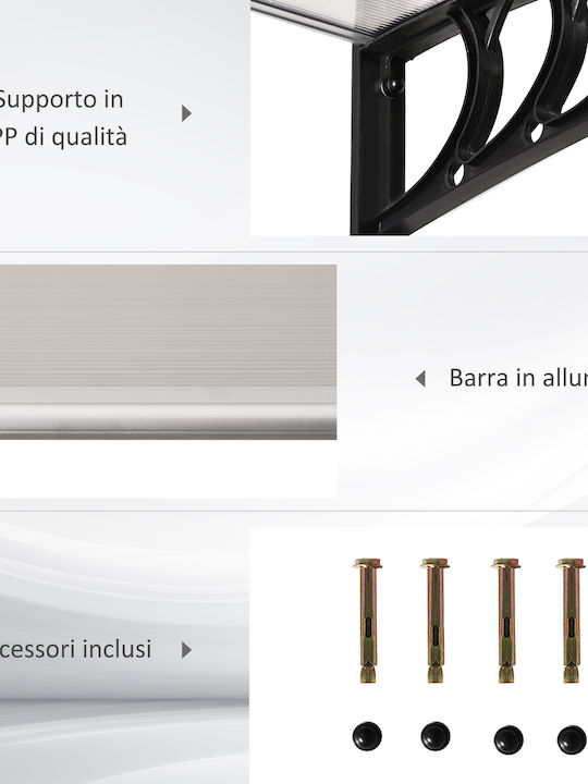 Outsunny Πολυκαρβονικό Στέγαστρο Π122xΒ89cm