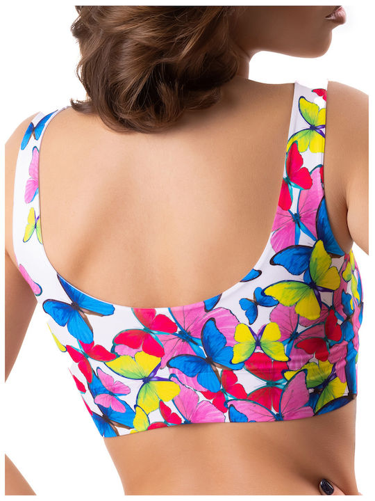 MEMEME Women's Seamless Blouse CROP TOP BUTTERFLY - Multicoloured