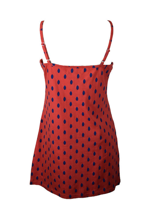 KEI Nightdress short cotton polka dot Red