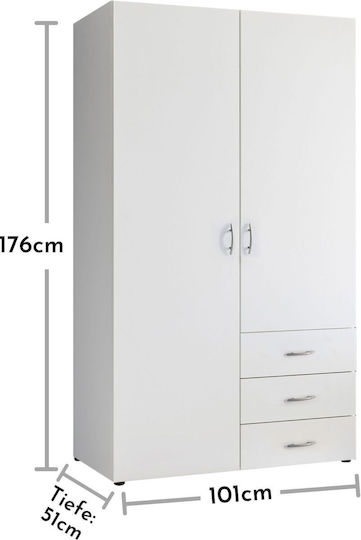 Ușă dublă Dulap de Haine Harry Alb 101x51x176cm