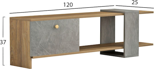 TV Stand Henriette Melamine Natural-stone Texture L120xW25xH37cm