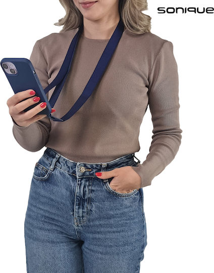Sonique Back Cover Silicone 0.5mm with Strap Navy Blue (Poco F5 Pro)