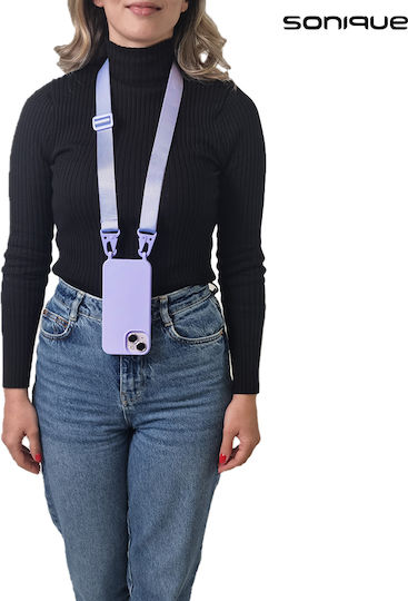 Sonique Strap Back Cover Silicone 0.5mm with Strap Lilac (Poco M5)