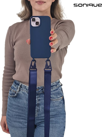 Sonique Strap Back Cover Silicone 0.5mm with Strap Navy Blue (Poco M5)