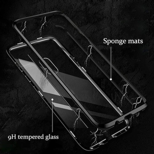 Samsung Galaxy S9 Plus Μαγνητική Μεταλλική Θήκη Detachable Metal Frame Με Πίσω Όψη Από Tempered Glass Ασημί Διάφανη