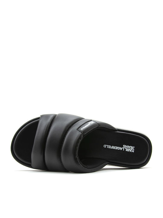 Δερμάτινα Γυναικεία Σανδάλια Flatforms Μαύρα