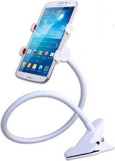 Calitate superioară Suport universal compatibil pentru telefon, tabletă și clemă metalică cu braț flexibil 50 cm, alb, oferte originale