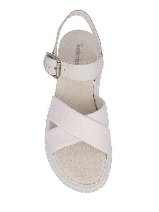 London Vibe Leather Women's Flat Sandals in White Color