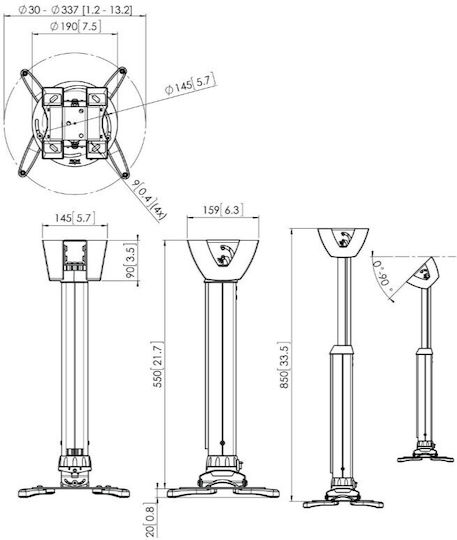 Vogel's Suport Proiector tavan cu Sarcină Maximă 20kg Gri