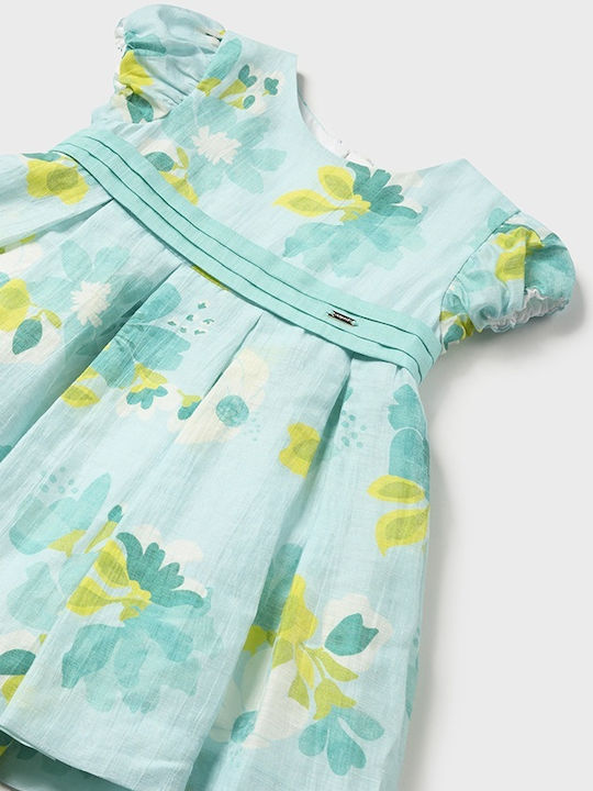 Mädchenkleid Ärmellos Leinen Blumen Set aus 2 mit Zubehör Natur