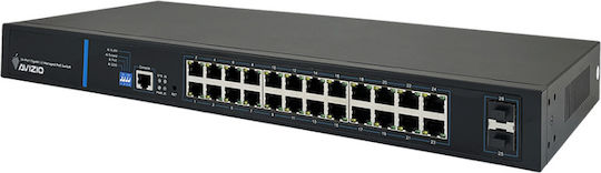 Avizio Power AV-SM24GP2F Gestionat L2 PoE+ Switch cu 24 Porturi Gigabit (1Gbps) Ethernet și 2 Porturi SFP