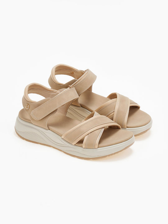 Xti Damen Flache Sandalen Sportlich in Beige Farbe