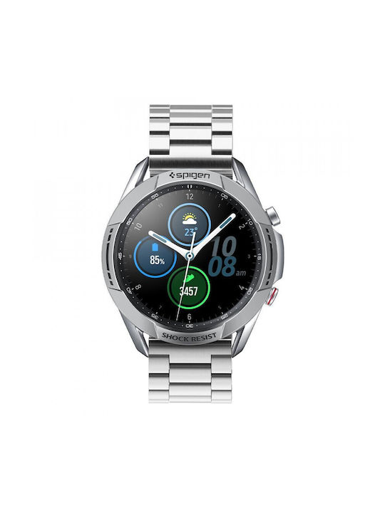 Spigen Chrono Schild Silber Aluminium Gehäuse für Samsung Galaxy Watch 3 45mm Schwarz