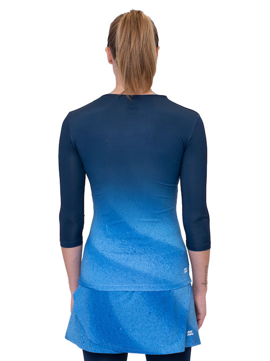 Bidi Badu Damen Sportliches Bluse Langärmelig mit V-Ausschnitt Dark Blue