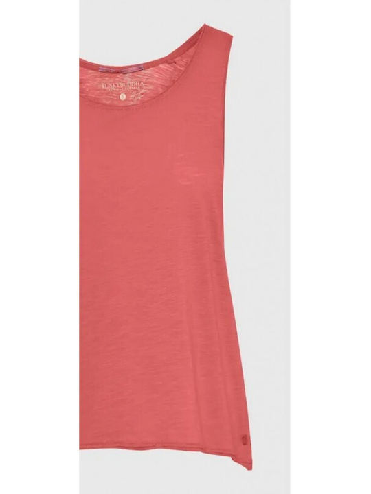 Funky Buddha Sommer Damen Baumwolle Bluse Ärmellos Mineral Red