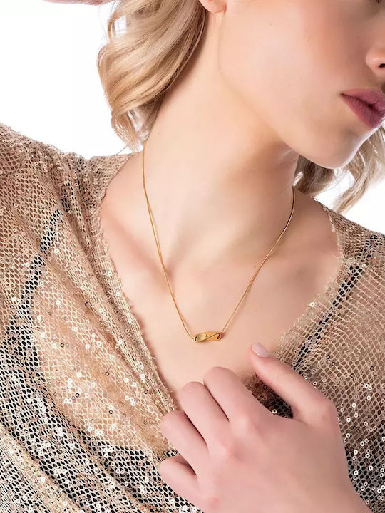 Gold plated steel necklace Rectangle