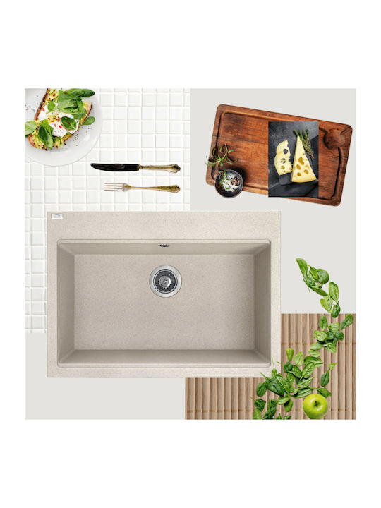 Laveo Drop-In Chiuvetă din Granit Sintetic L57xW50cm Bej