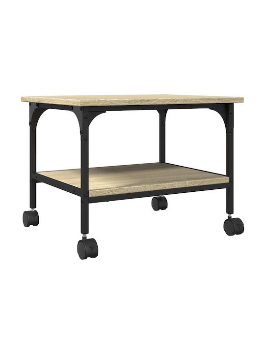Rectangular Side Wooden Coffee Table with Wheels Brown W50xL40xH38cm