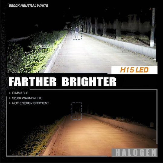 Λάμπες Αυτοκινήτου H15 / DRL Canbus LED 5000K Ψυχρό Λευκό 12V / 10V 2τμχ