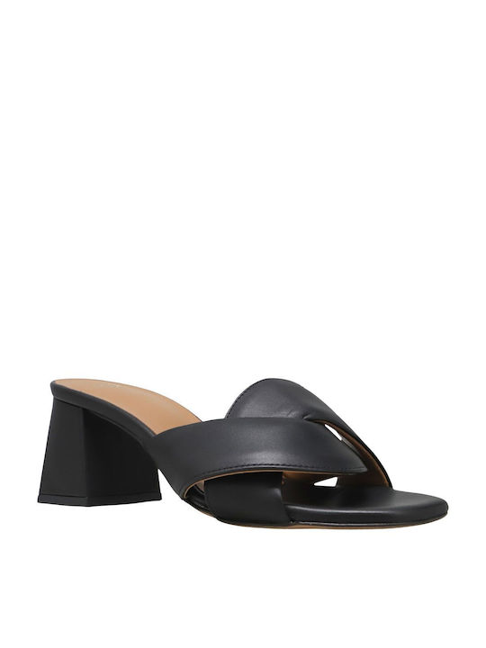 Boss Shoes Heel Leather Mules Black
