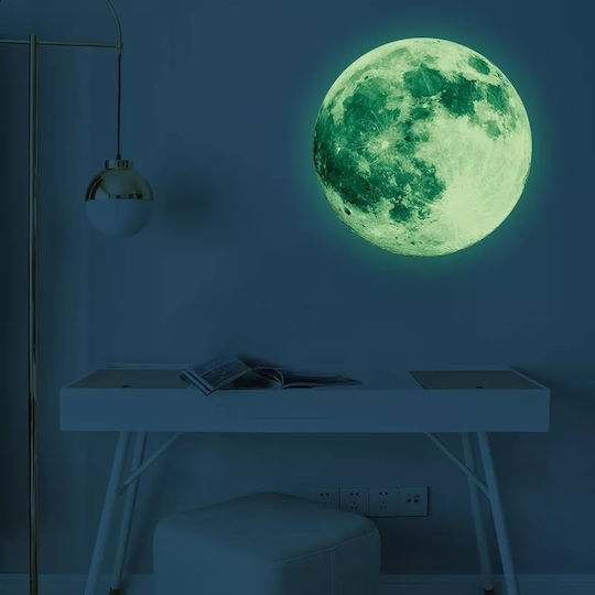Phosphorescent Wall Sticker Moon Earth's Natural Satellite Glow In The Dark Self-adhesive 20cm Original Deals®
