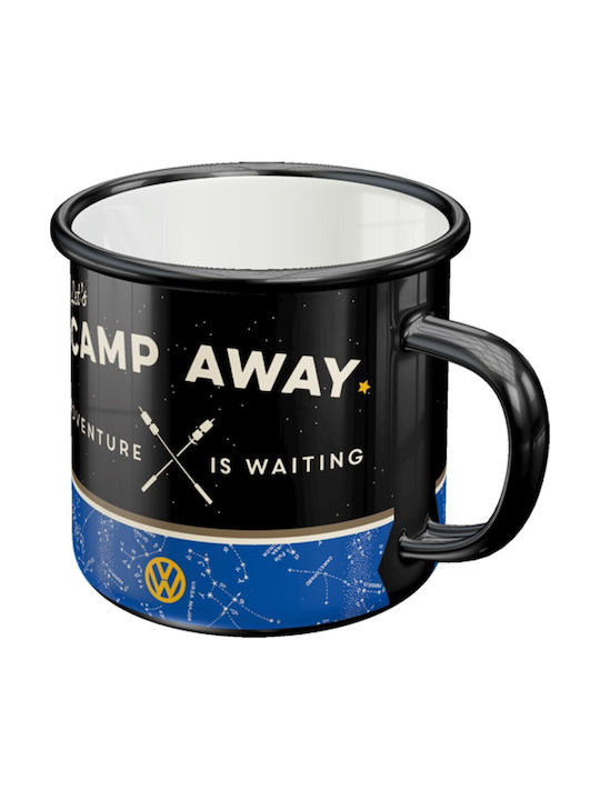 Nostalgic Art Bulli Let's Camp Away Wärmewechsel Tasse Emaille Schwarz 1Stück