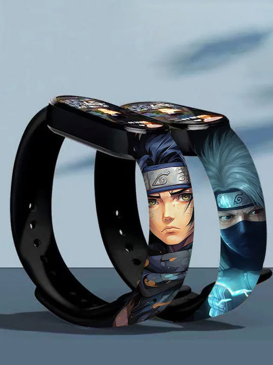Copii impermeabil Naruto ceas cu Led Display Ag-050 Brown