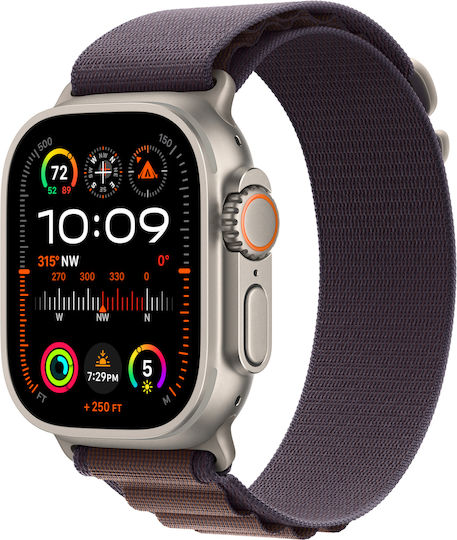Apple Watch Ultra 2 Titanium 49mm Waterproof with eSIM and Heart Rate Monitor (Indigo Alpine Loop - Large)