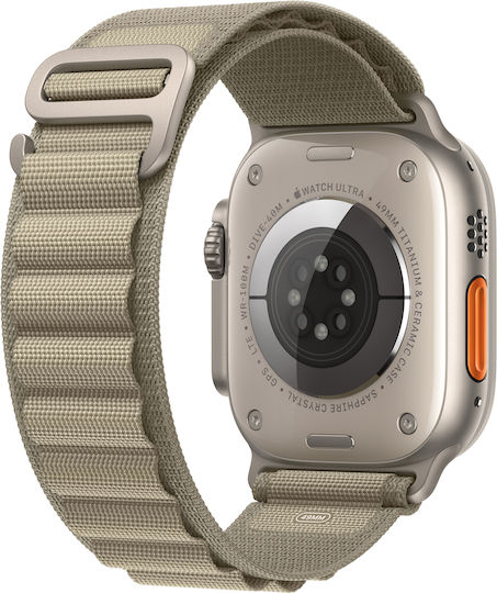 Apple Watch Ultra 2 Titanium 49mm Waterproof with eSIM and Heart Rate Monitor (Olive Alpine Loop - Large)