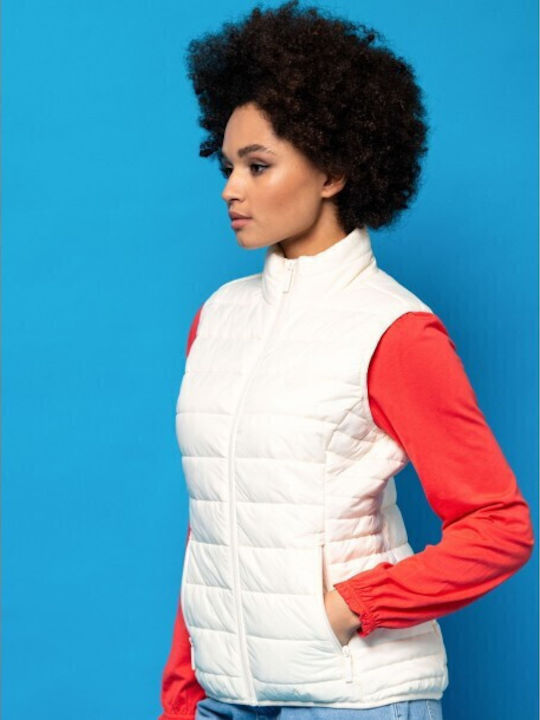 Scurtă Jachetă de femei Fără mâneci Puffer Beige