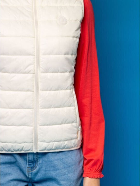 Scurtă Jachetă de femei Fără mâneci Puffer Beige