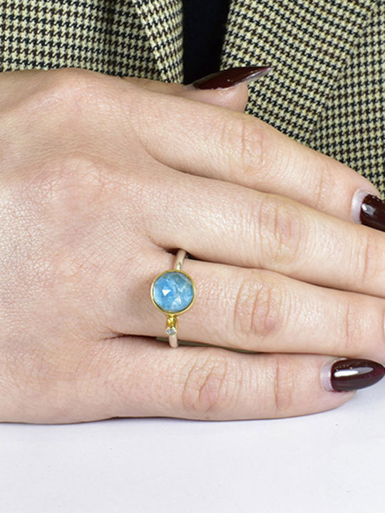 Elor Ring with Zircon made of Silver Gold Plated