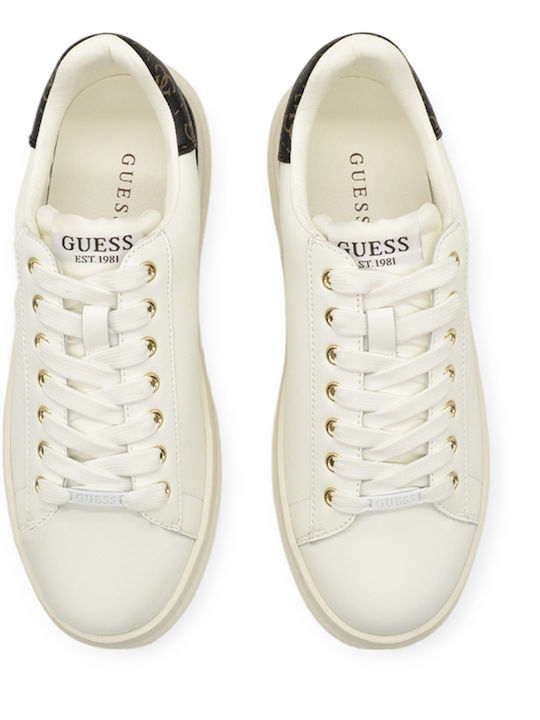 Guess Elbina Sneakers White Brown Ocra