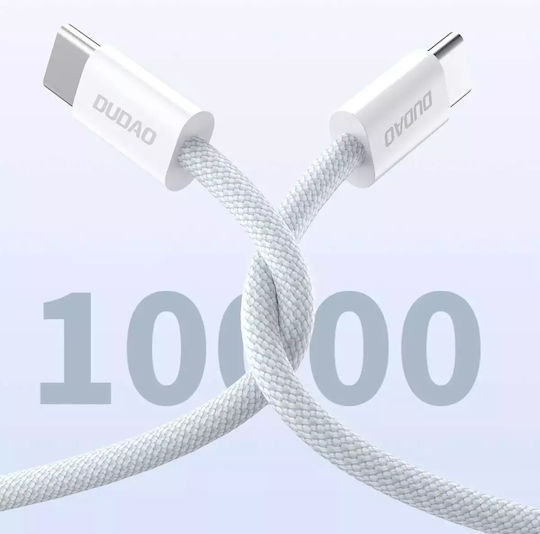 Dudao Braided USB 2.0 Cable USB-C male - USB-C 60W PD Λευκό 1m HU-6976625331277