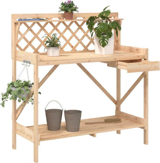 vidaXL Blumentopfständer Holz Beige mit Gitter 110cmx50cmx117cmcm.