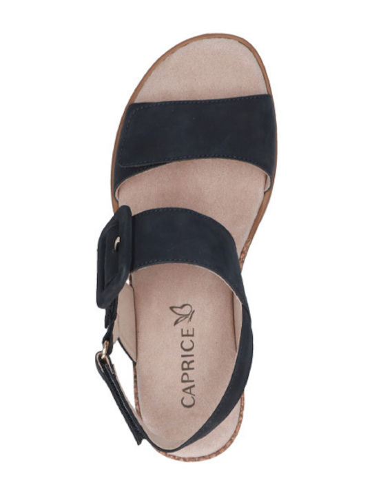 Women's Leather Platform Shoes Navy Blue