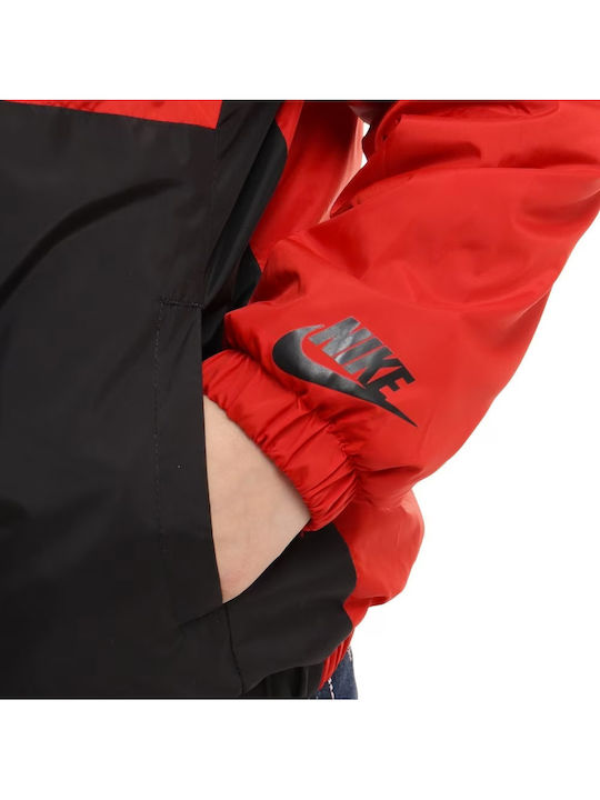 Kinder Sportjacke Winddicht mit Kapuze Red Swoosh