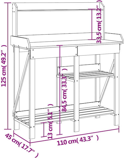 vidaXL Ραφιέρα Γλάστρας Ξύλινη Καφέ 110x45x125εκ.