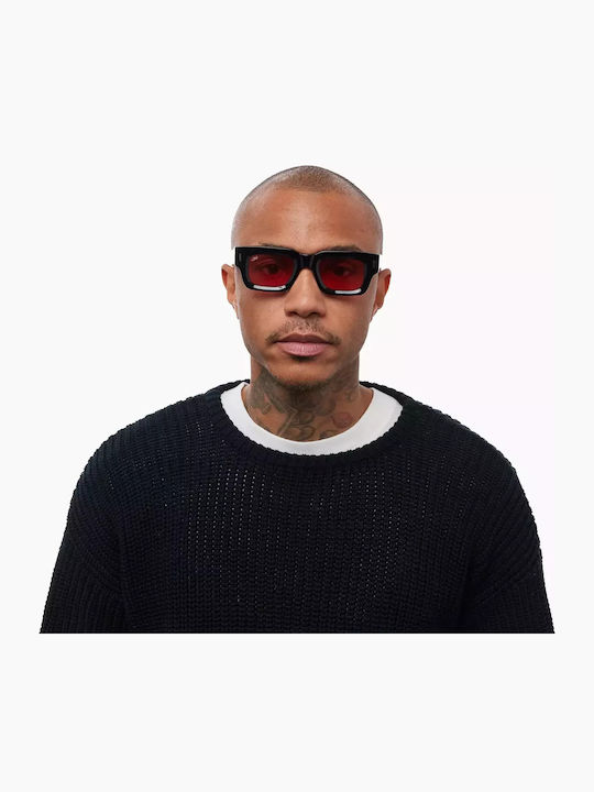 Akila Ares Unisex Sunglasses with Black Plastic Frame and Red Lens ARES/01/56/2125/47/23