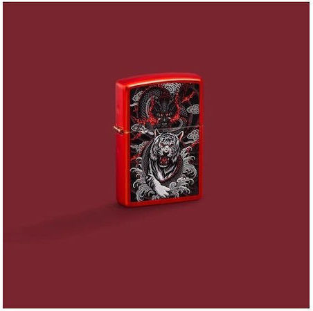 Zippo Dragon Tiger Winddicht Feuerzeug Flamme in Rot Farbe