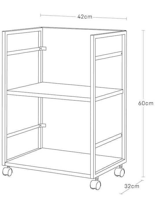 Yamazaki Metallisches Küchenwagen Mit 2 Ebenen Weiß 32x42x60cm